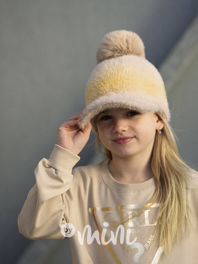Alpaka kšilt s bambulkou ombre beige