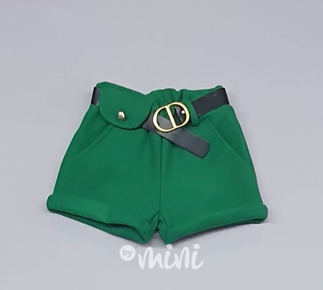 Flauš teplé kraťasy s páskem zelené