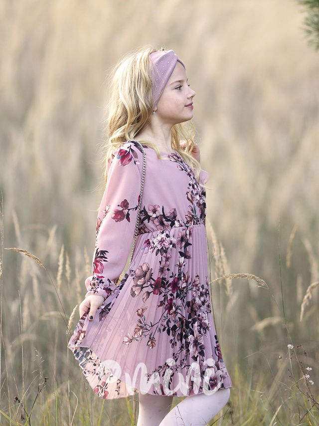 Flower plisované šaty s kabelkou