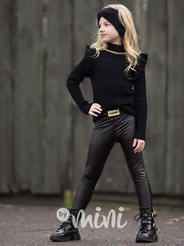 Eco leather legíny LUXURY černé