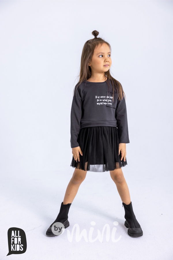 All for kids šaty s tylem grafit