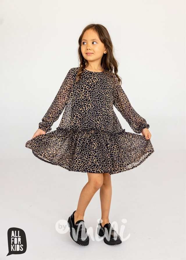 All for kids šifonové šaty leopard