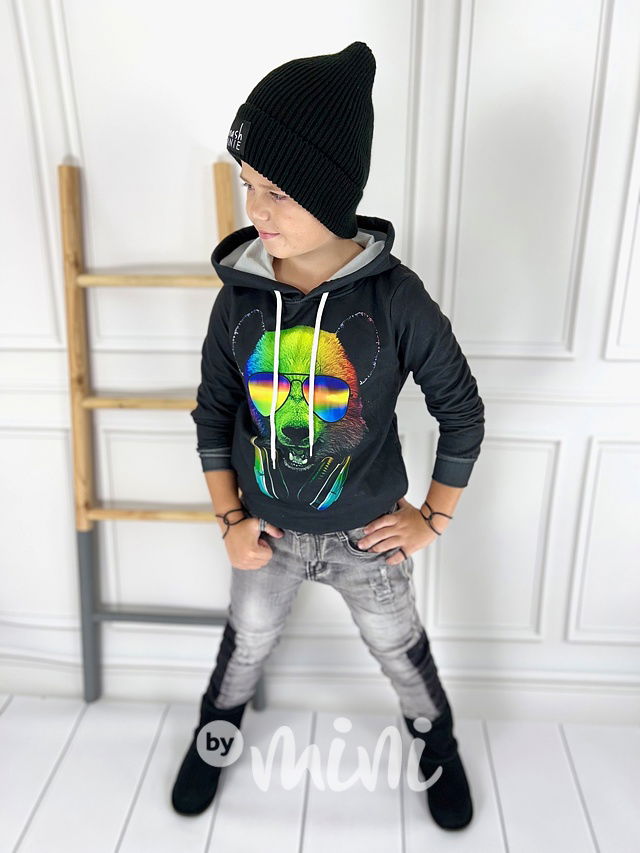 Vintage šedé fashion ripped jeansy