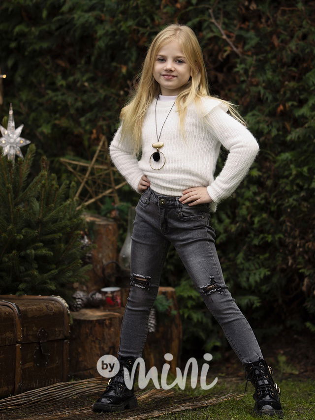 Slim ripped jeansy vintage grey