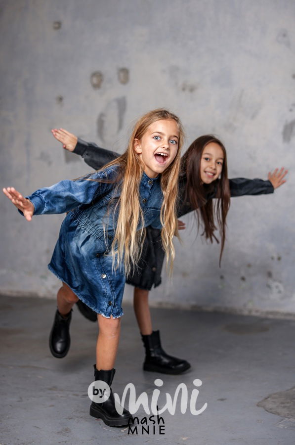 Mash Mnie soft denim šaty grafit