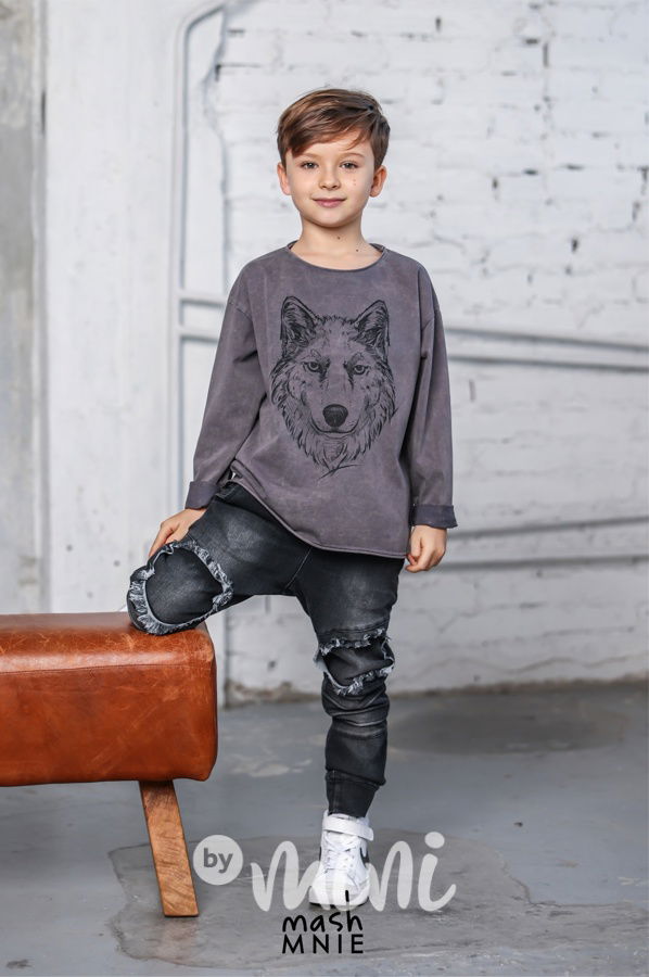Mash Mnie longsleeve triko WOLF vintage grey