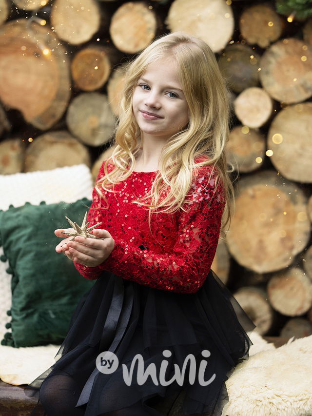 Tylové šaty s flitry red/black