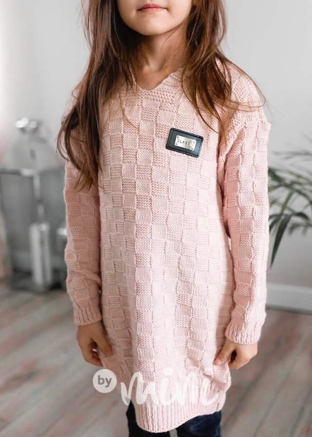 Svetrová hoodie tunika růžová