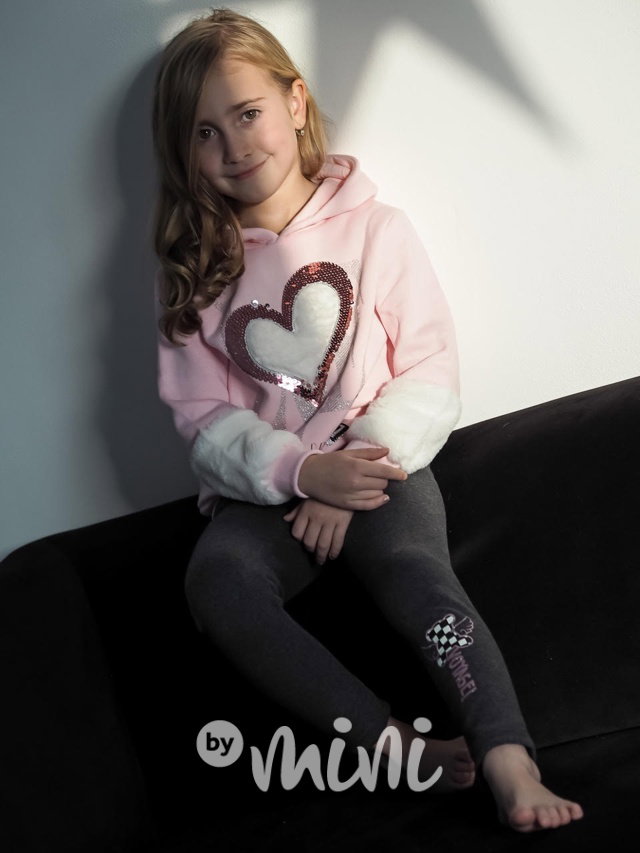 Vyteplená mikina s kožíškem LOVE růžová