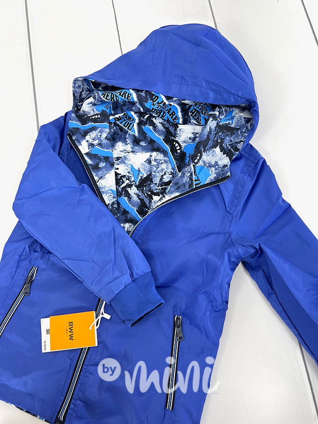 Oboustranná delší bunda modrá