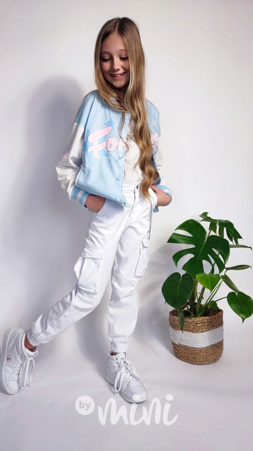 Cargo kapsáčové kalhoty s řetízkem bílé