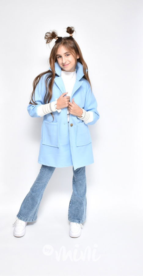 Flaušový kabát s dlouhými náplety frozen