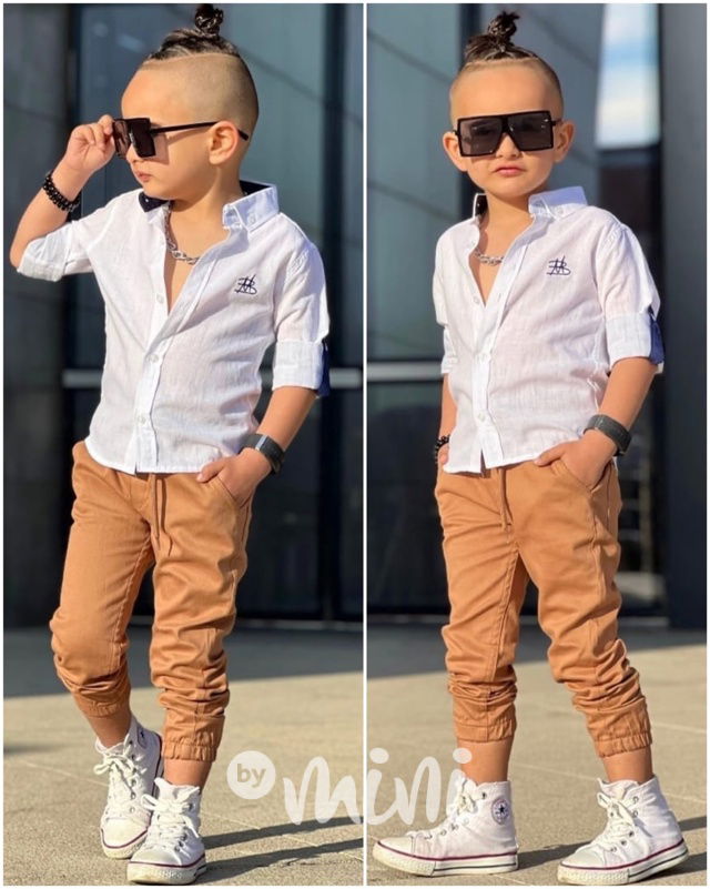 Košile a kalhoty white/beige