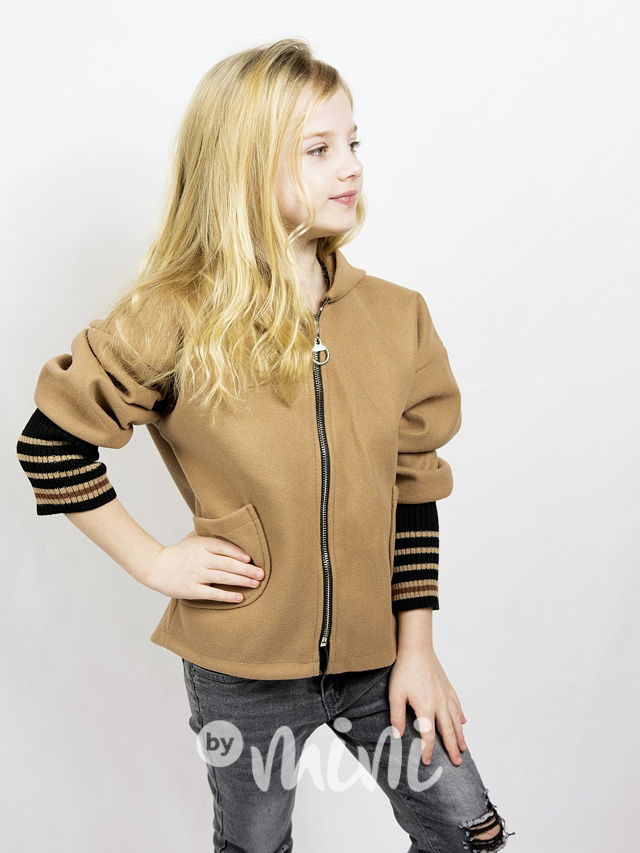 Flaušová bunda s dlouhými náplety béžová