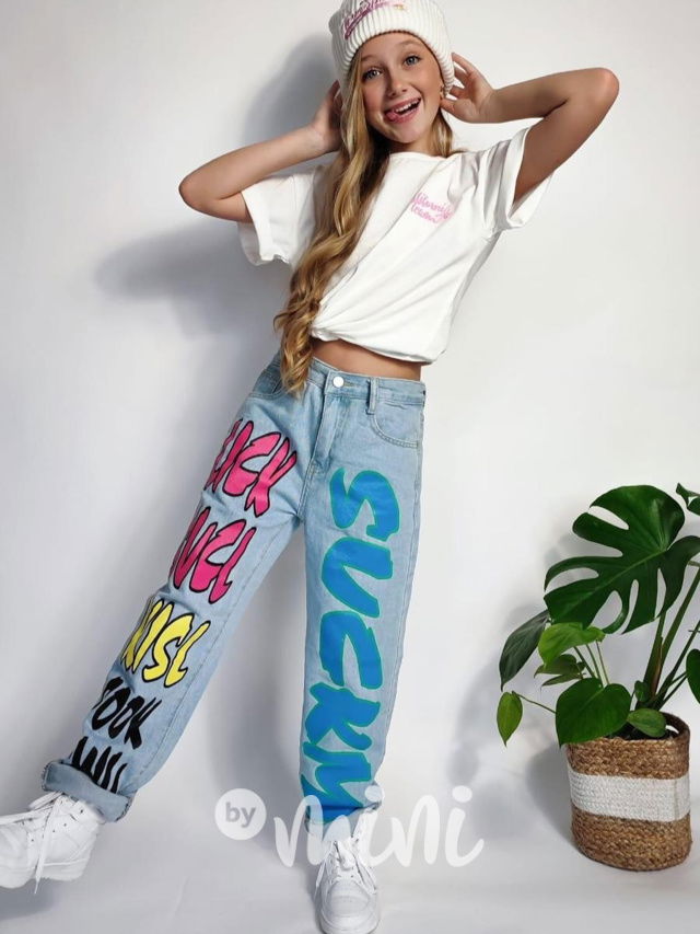 Jeansy s printem