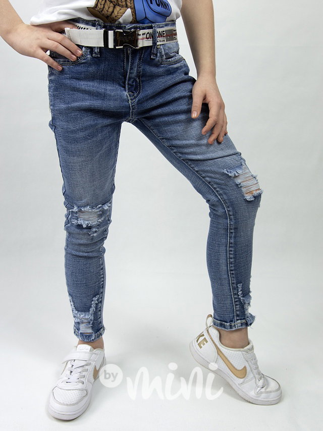 Slim ripped jeansy vintage blue
