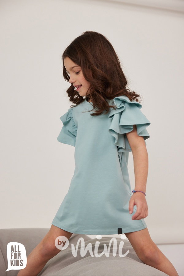 All for kids maxi frill šaty mint