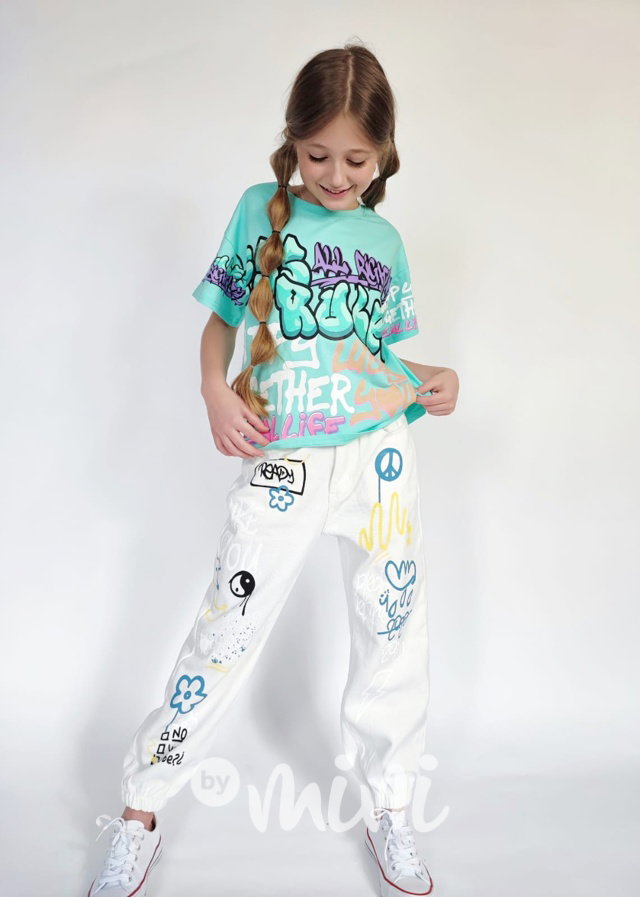 PREMIUM triko Graffiti mint