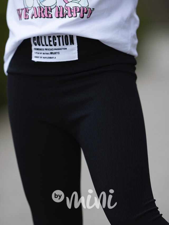 Žebrované legíny Collection černé