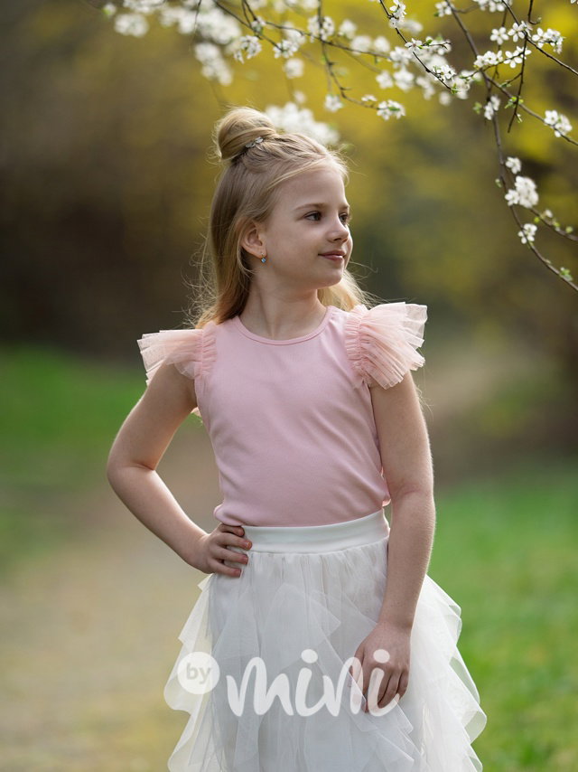 Žebrovaný top s tylem pink