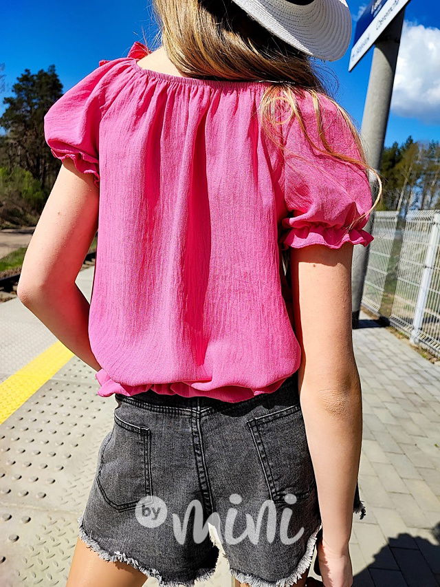 Hispánská crop blůzka malinová