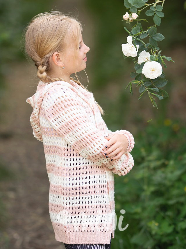 Pruhovaný kardigan pink/white