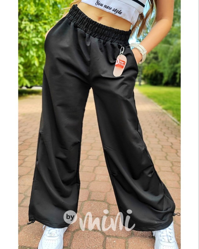 Fashion volné kalhoty s karabinou black