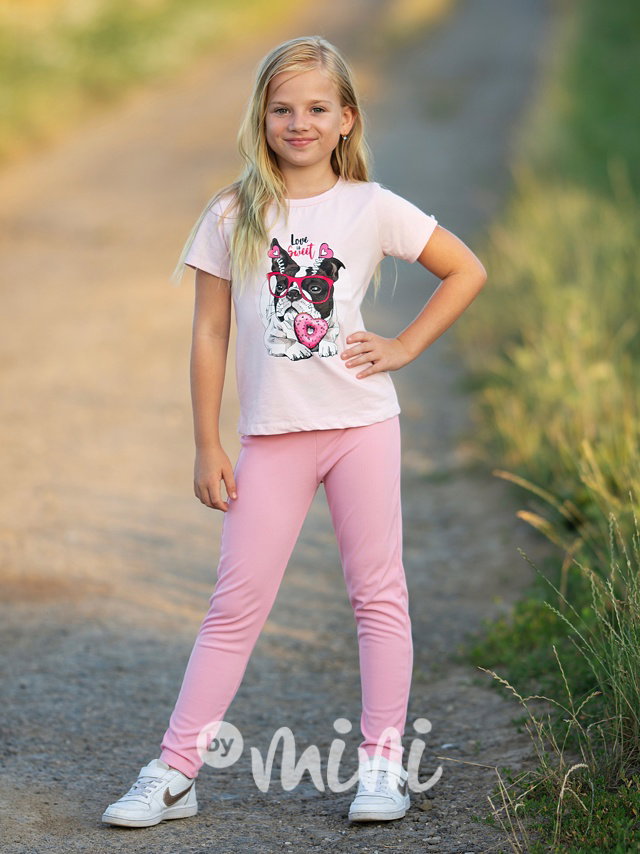 Žebrované jegginy pink