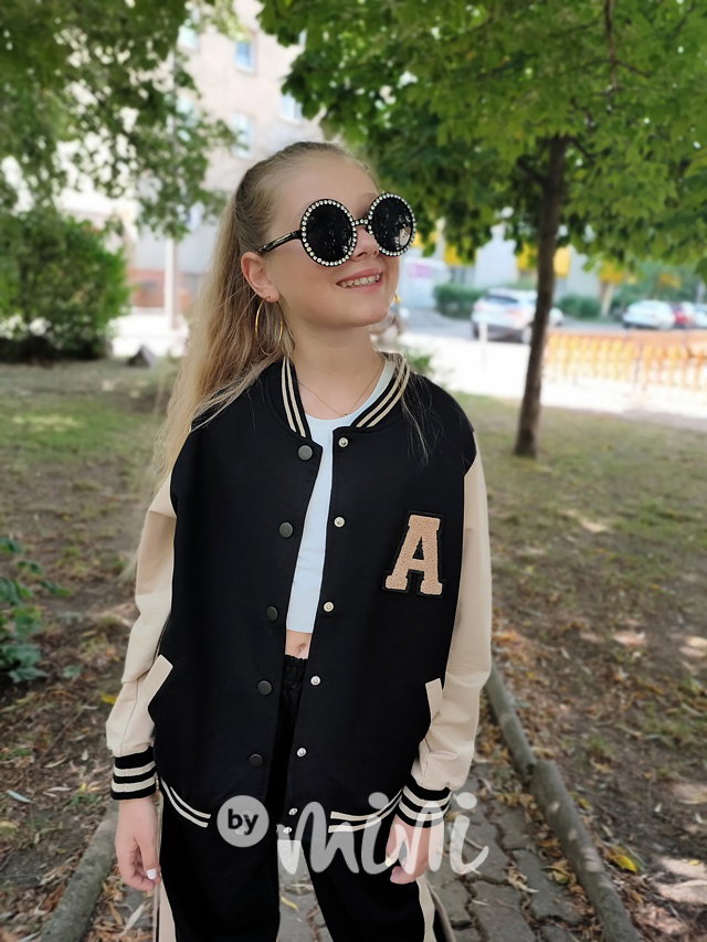 Fashion college mikina black/beige