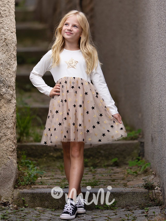 STARS šaty s tylem white/beige