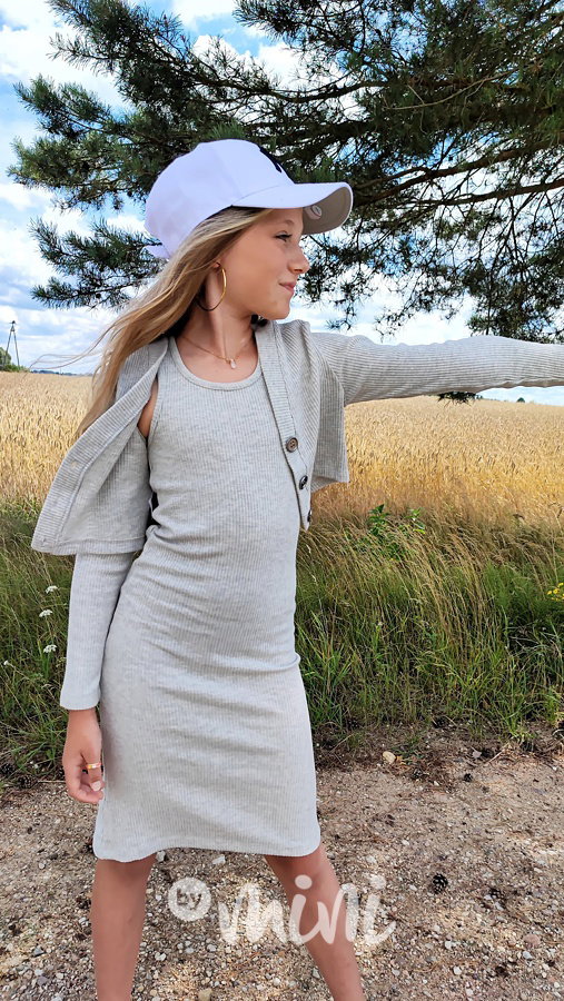 Podzimní šaty + svetřík light grey