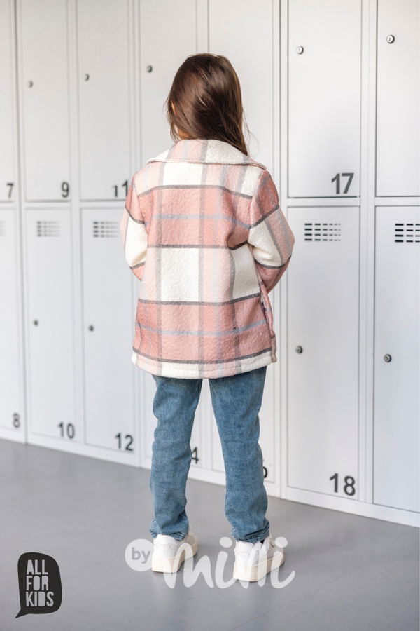 Flauš podzimní kabátek pink