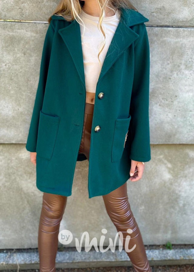 Flaušový kabát smaragd
