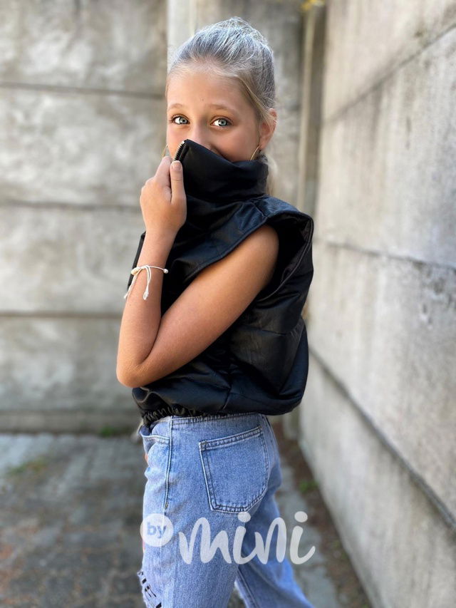 Eco leather černá vesta