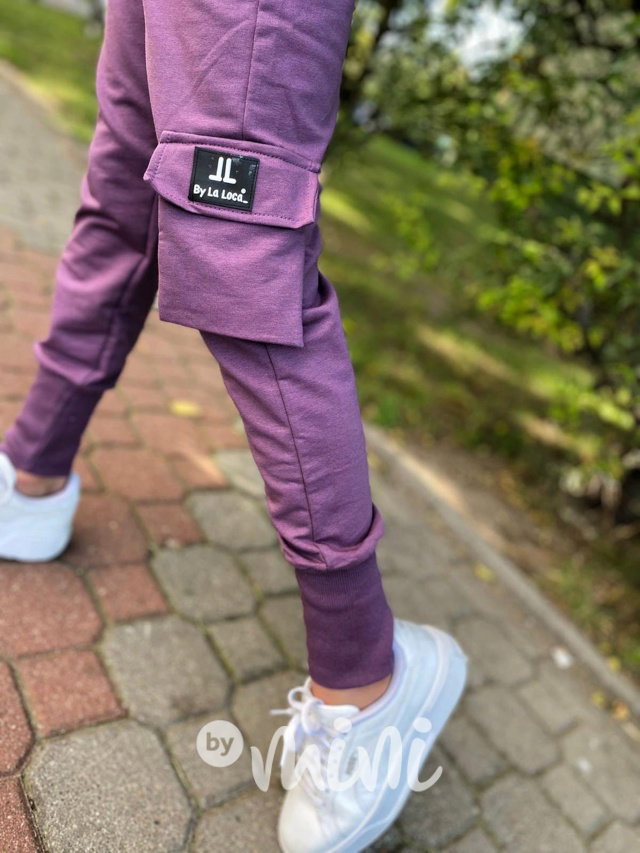 Cargo kalhoty s vysokým nápletem purple