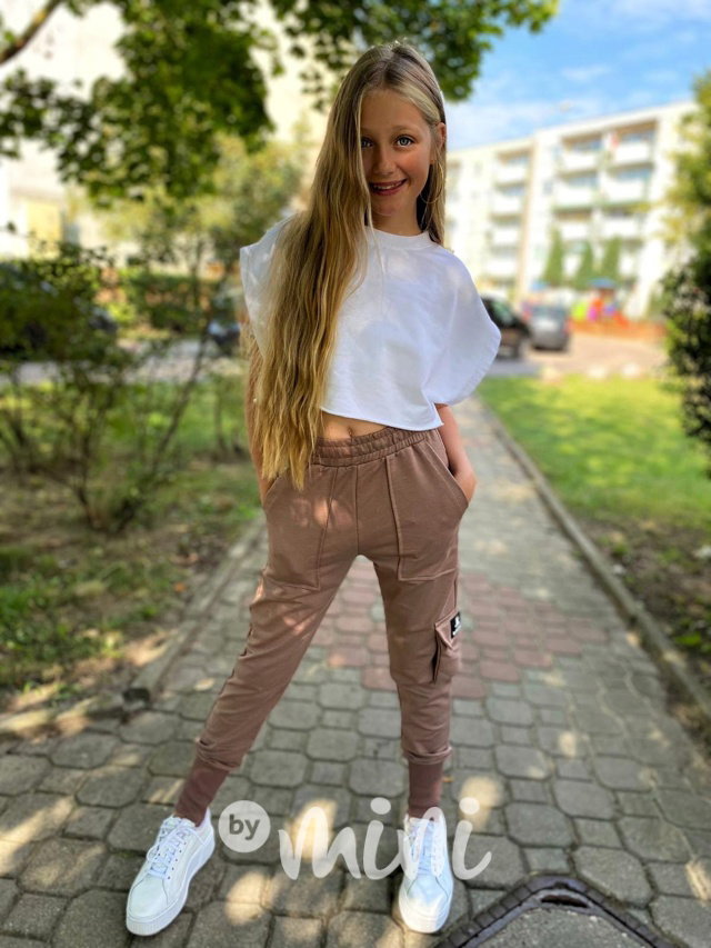 Cargo kalhoty s vysokým nápletem beige