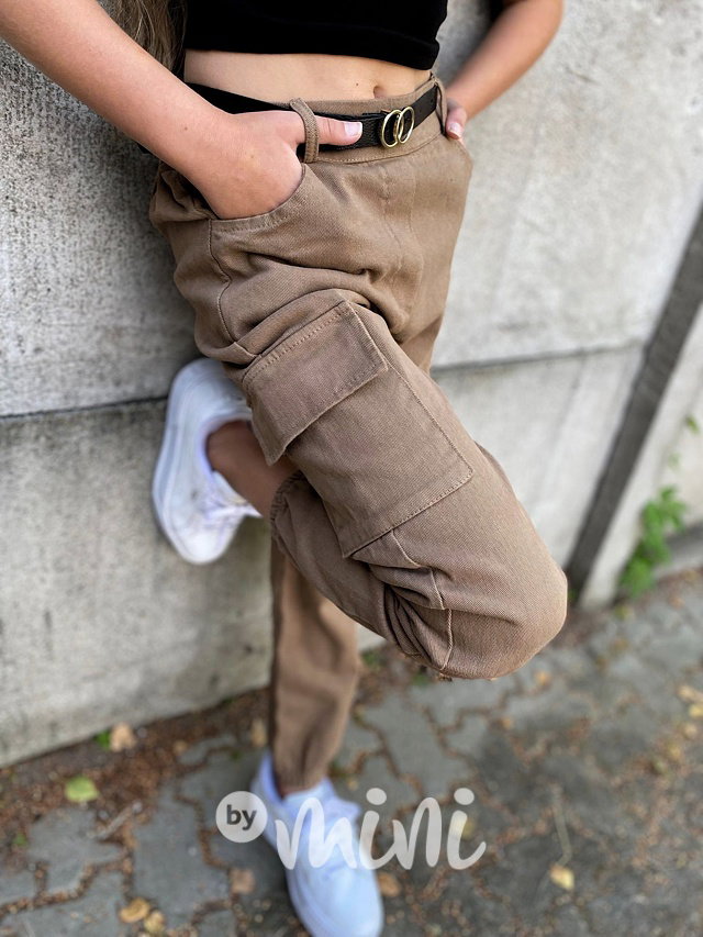 Cotton jeans kapsáče s páskem beige