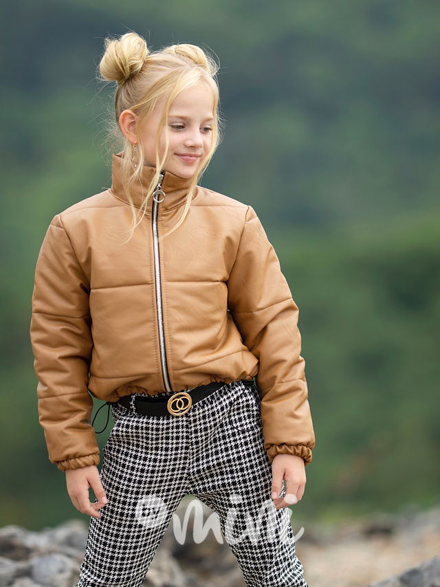 Podzimní crop bunda beige