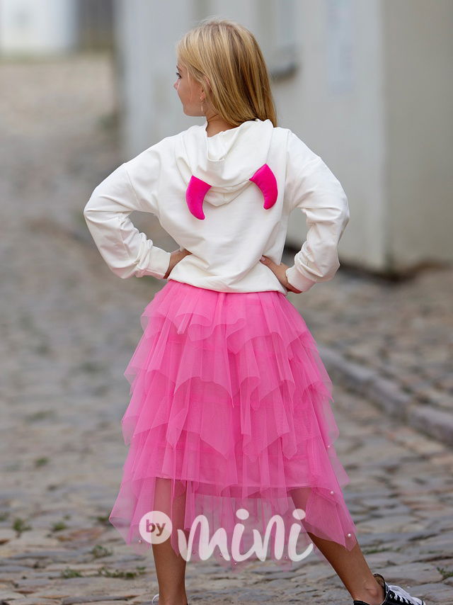 Mikina Kiss s rohy na kapuci cream