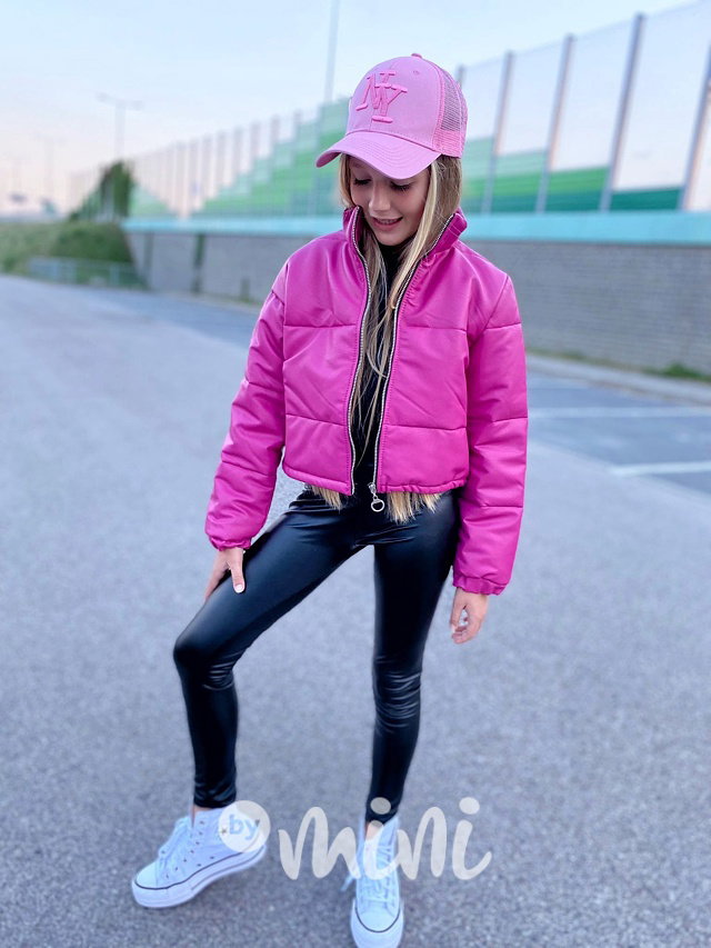 Podzimní crop bunda pink