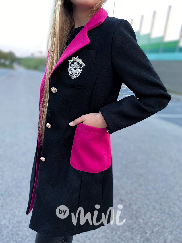 College flauš kabát black/pink
