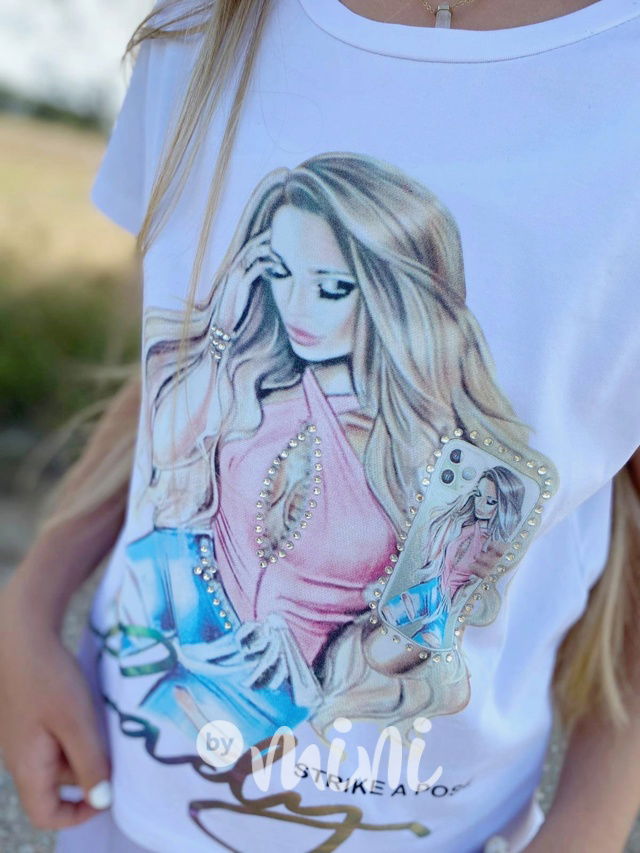 Triko s kamínky LADY white