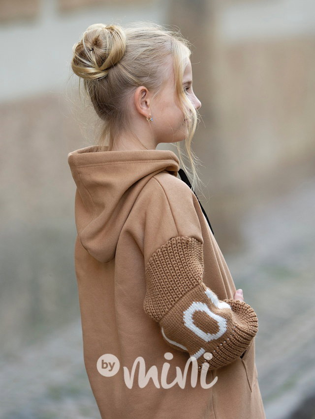 LOVE teplá hoodie mikina beige