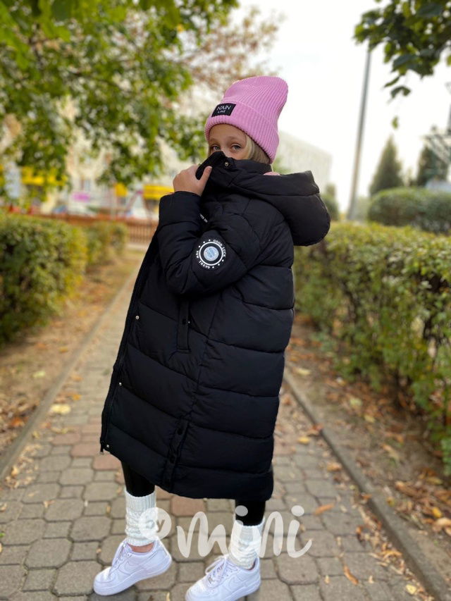 Ultra dlouhý zimní kabát černý