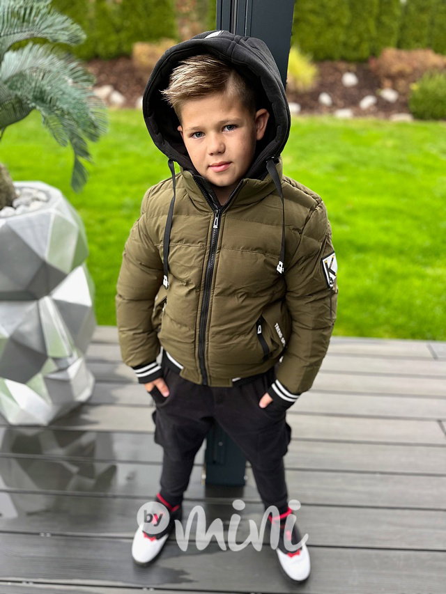 Zimní sporty hoodie bunda khaki