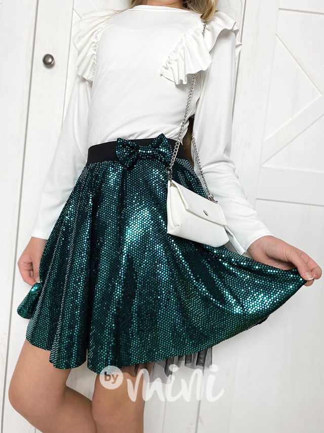 Smaragd flitr sukně s tylem