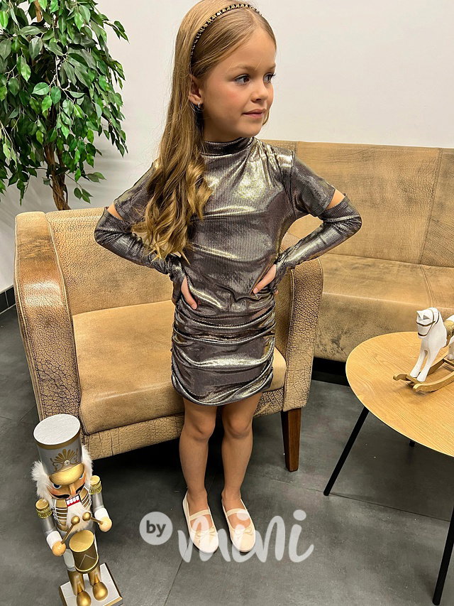 Metallic mini šaty gold