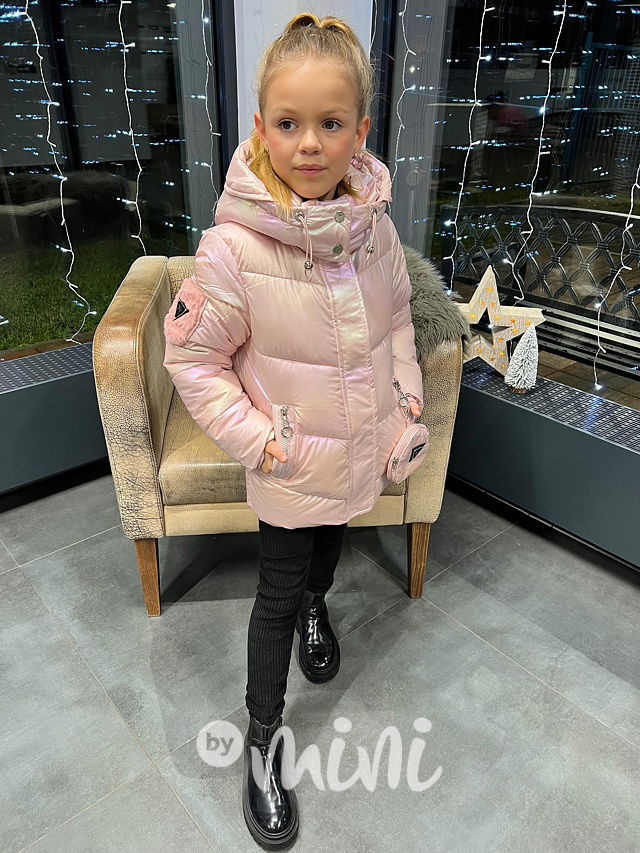 Zimní ombre metalická bunda pink