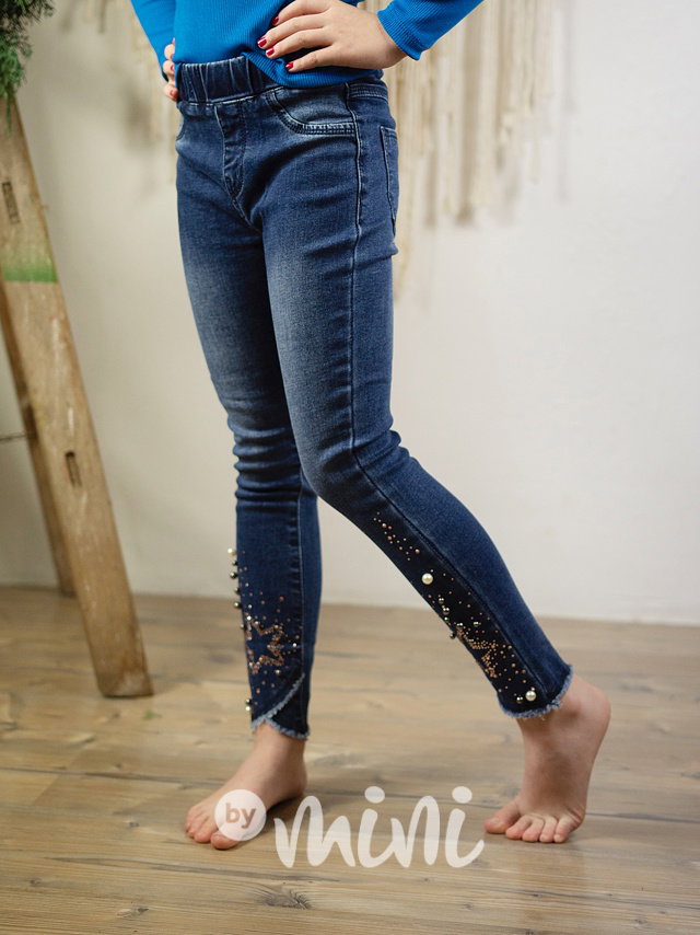 Lehce oteplené jeans jegginy stars