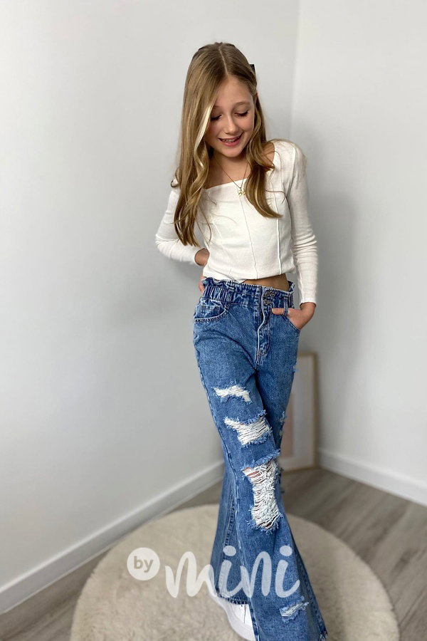 Fashion ripped maxi jeans švédy